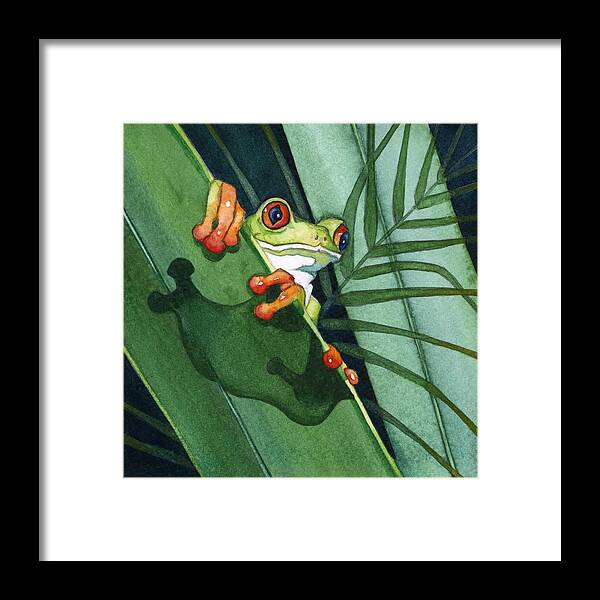  Framed Print featuring the painting Frog Ready to Leap by Lyse Anthony