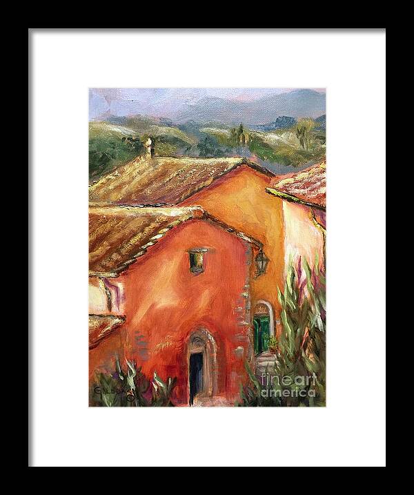 Tuscany Framed Print featuring the painting From My Villa Window by Kathy Lynn Goldbach