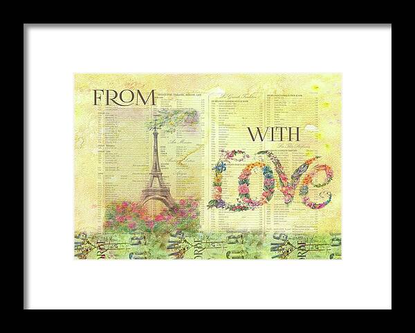 Sketch Of Eiffel Tower Framed Print featuring the painting From Paris with Love Eiffel Tower by Judith Cheng