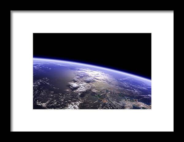 From Space Framed Print featuring the digital art From Space by Maye Loeser