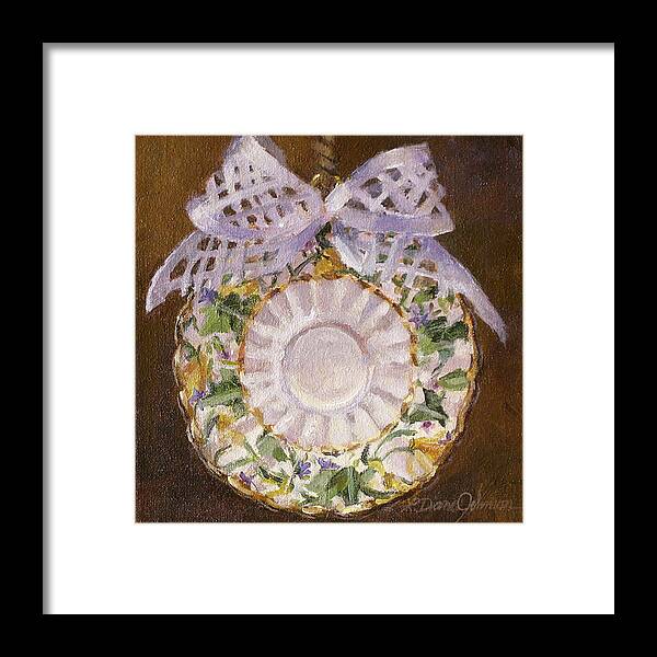 Charming English Saucer Framed Print featuring the painting From the Queens Table by L Diane Johnson