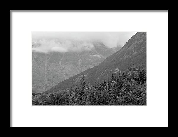 Glacier Framed Print featuring the photograph From the Shores of Lake McDonald Black and White by Bruce Gourley