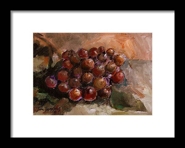 Grapes Framed Print featuring the painting From the Vine by Jun Jamosmos