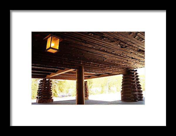 Architecture Framed Print featuring the photograph Front Porch of Old Faithful Inn by Beth Collins