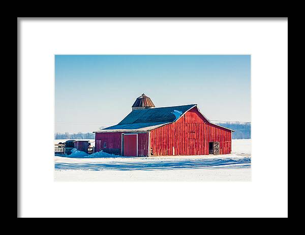 Snow Framed Print featuring the photograph Frosty Farm by Todd Klassy