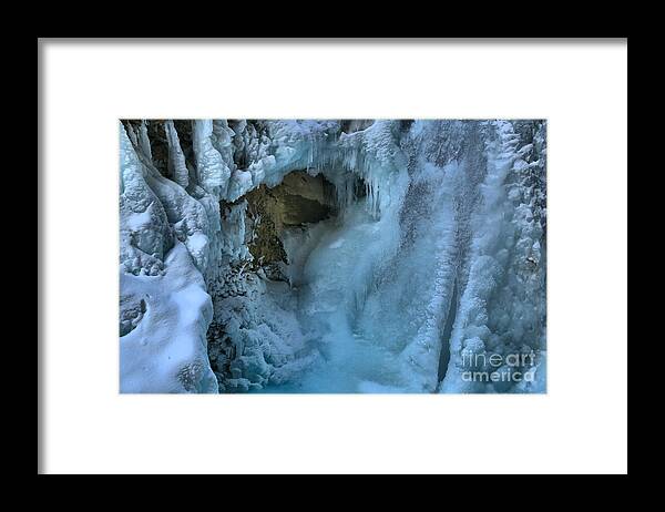 Johnston Canyon Framed Print featuring the photograph Frozen Falls At Johnston Canyon by Adam Jewell