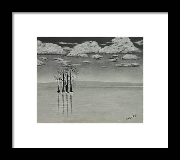 Lake Framed Print featuring the drawing Frozen Lake by Gregory Lee