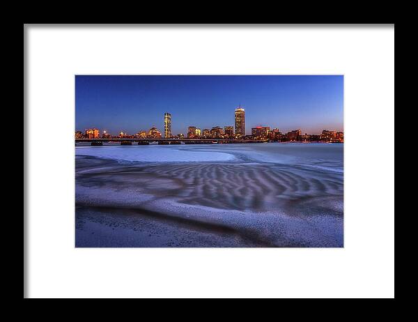 Boston Framed Print featuring the photograph Frozen River Rippled by Sylvia J Zarco