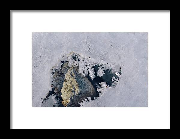 Rock Framed Print featuring the photograph Frozen Rock by Amber Flowers