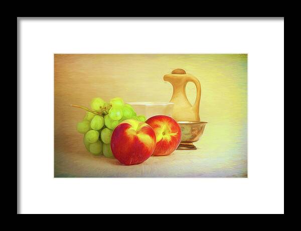 Fruit Framed Print featuring the photograph Fruit and Dishware Still Life by Tom Mc Nemar