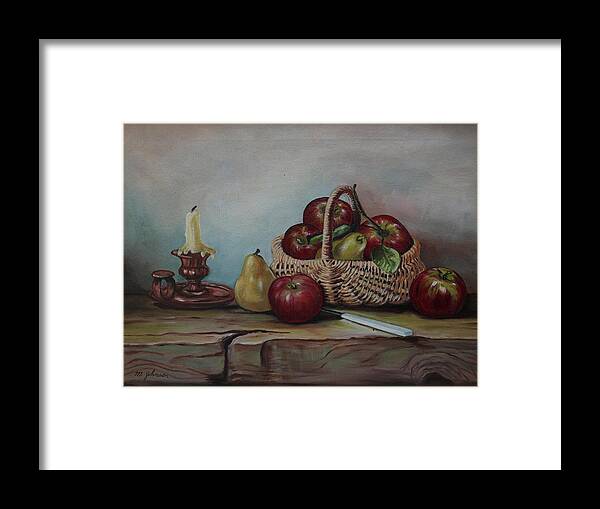 Fruit Basket Framed Print featuring the painting Fruit Basket - LMJ by Ruth Kamenev