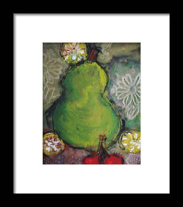 Pear Framed Print featuring the painting Fruits And Flowers by Gitta Brewster