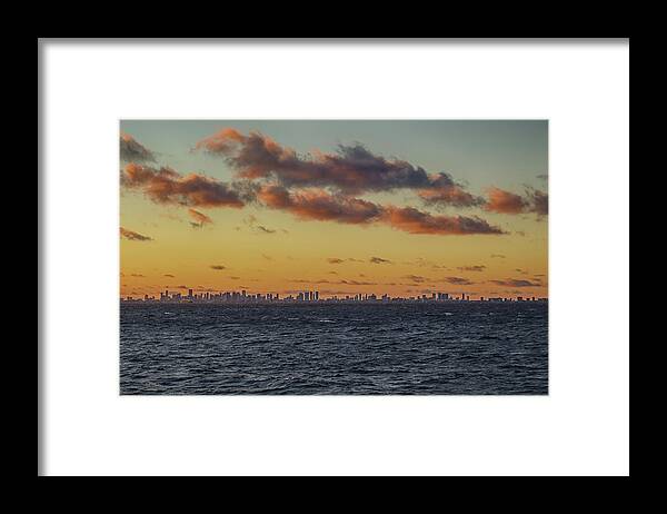 Miami Framed Print featuring the digital art Miami Sunset by John Haldane
