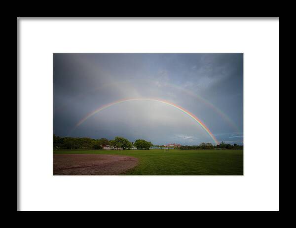 Raindown Framed Print featuring the photograph Full Double Rainbow by Darryl Hendricks