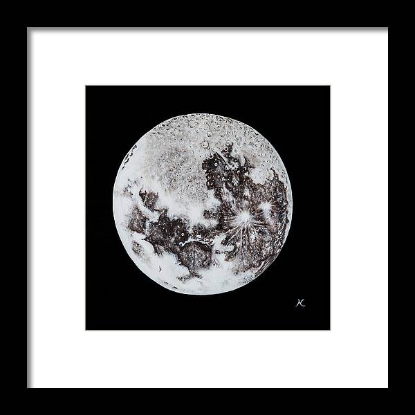 Moon Framed Print featuring the painting Full Moon by Neslihan Ergul Colley