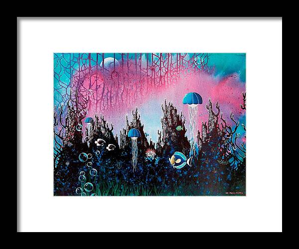 Beach House Framed Print featuring the painting Full Moon Rising by Lee Pantas