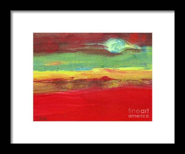 Abstract Framed Print featuring the mixed media Full Moon Rising by Pamela Iris Harden