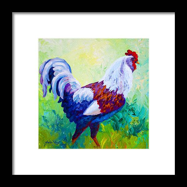 Rooster Framed Print featuring the painting Full Of Himself by Marion Rose