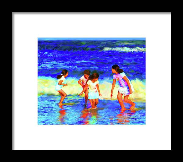 Beach Framed Print featuring the digital art Fun at the Beach by Diane Macdonald