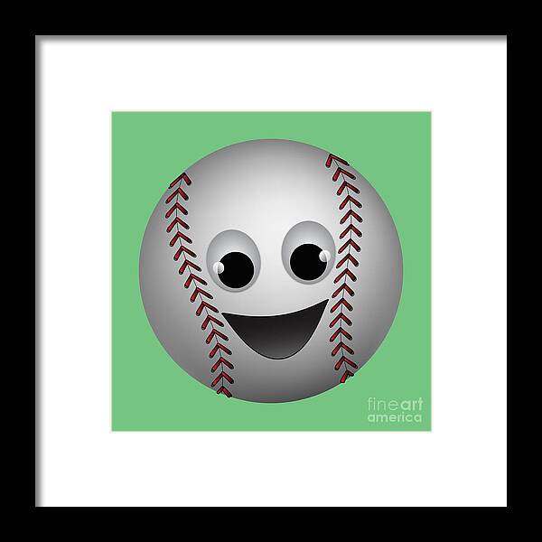 Baseball Framed Print featuring the digital art Fun Baseball Character by MM Anderson