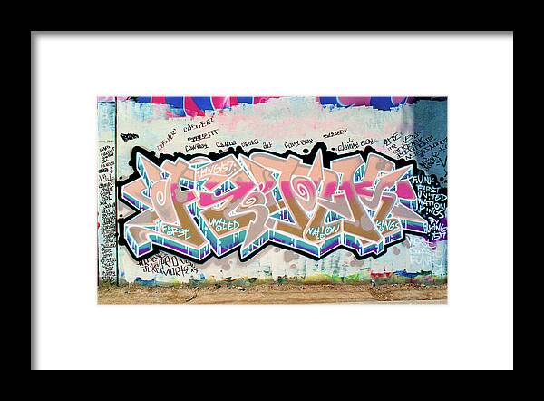 Funk Framed Print featuring the photograph FUNK, FIRST UNITED NATION KINGS, Graffiti Art by King 157, North 11th Street, San Jose, California by Kathy Anselmo