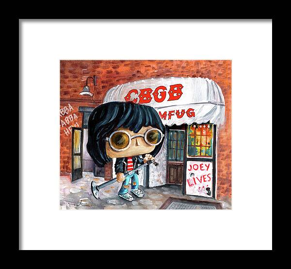 Funko Framed Print featuring the painting Funko Joey Ramone At CBGB by Miki De Goodaboom