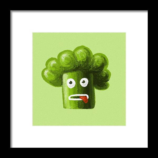 Broccoli Framed Print featuring the digital art Funny Broccoli by Boriana Giormova