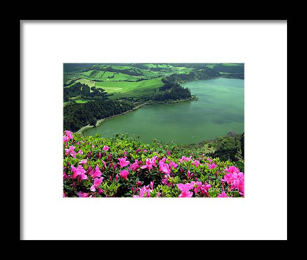Azaleas Framed Print featuring the photograph Furnas Lake Azores by Gaspar Avila