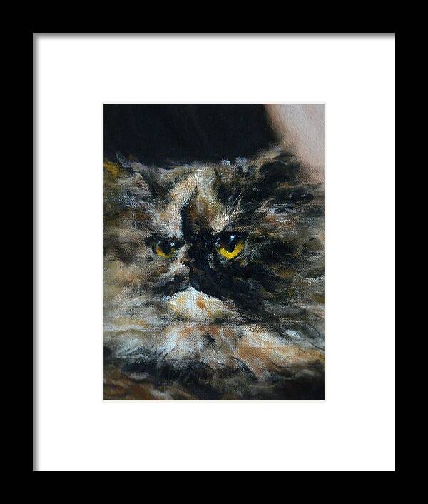 Cat Framed Print featuring the painting Furry by Valeriy Mavlo