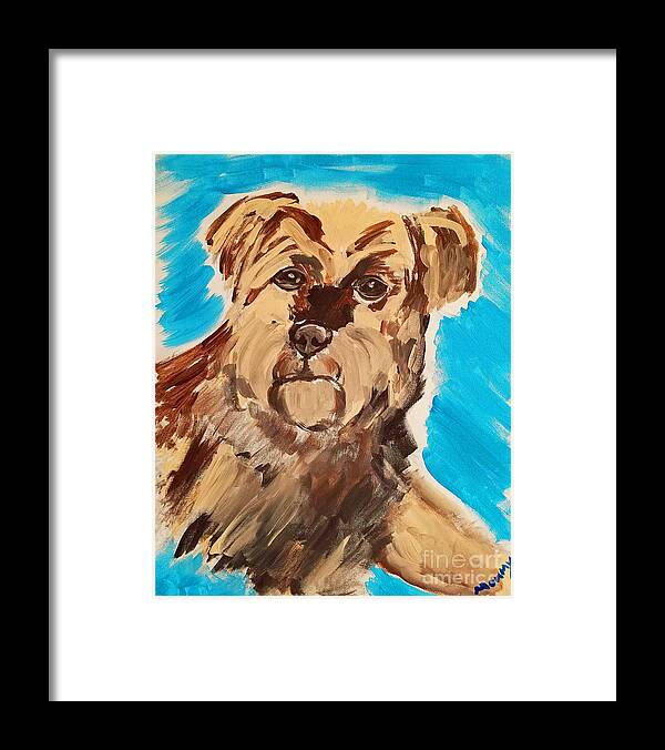 Dog Framed Print featuring the painting Fuzzy Boy by Ania M Milo