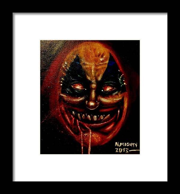John Wayne Gacy Framed Print featuring the painting Gacy In Hell by Ryan Almighty