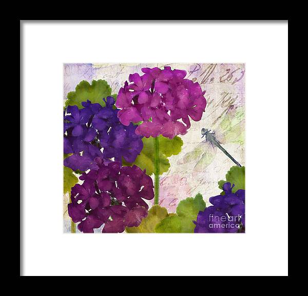 Geranium Framed Print featuring the painting Gaia II Geraniums by Mindy Sommers