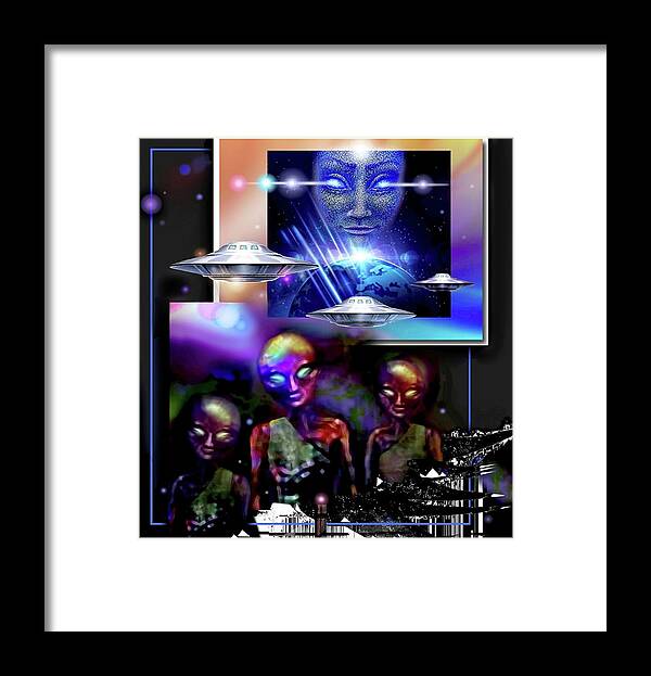 Space Framed Print featuring the mixed media Galactic Business by Hartmut Jager