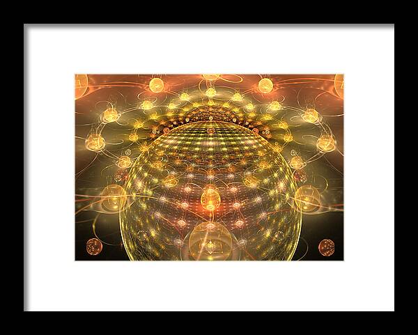 Fractal Framed Print featuring the digital art Galactic Mirror Ball II by Richard Ortolano