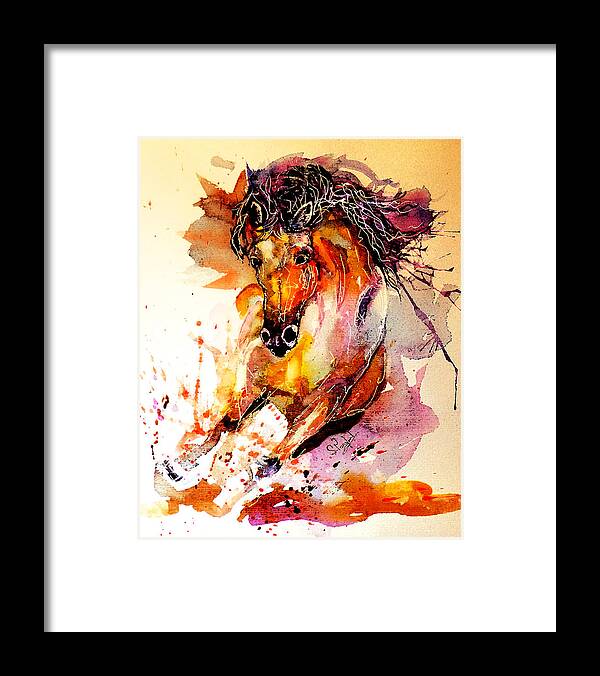Horse Framed Print featuring the painting Galloping horse by Steven Ponsford