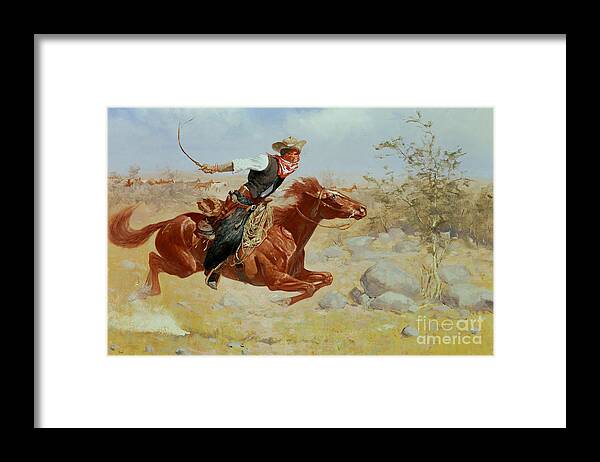 Galloping Horseman Framed Print featuring the painting Galloping Horseman by Frederic Remington