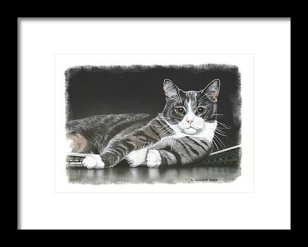 Cat Framed Print featuring the mixed media Game Over by Louise Howarth