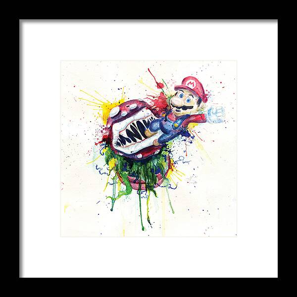 Mario Framed Print featuring the painting Game Over by Tess Kamban