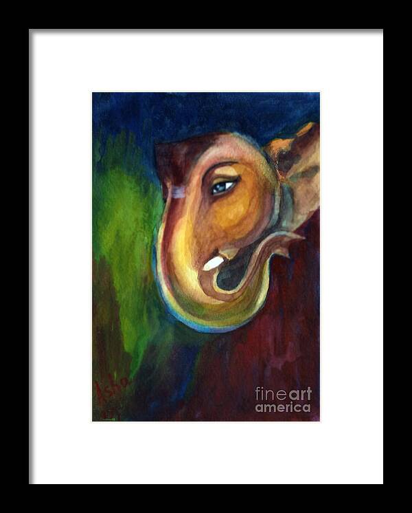 Ganesh Framed Print featuring the painting Ganesha by Asha Sudhaker Shenoy