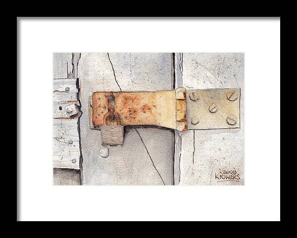 Lock Framed Print featuring the painting Garage Lock Number Two by Ken Powers