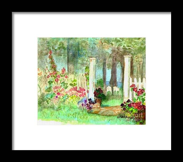 Garden Framed Print featuring the painting Garden Gate by Deb Stroh-Larson