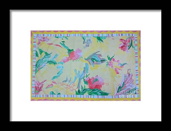 Floor Cloth Framed Print featuring the painting Garden Party Floorcloth - SOLD by Judith Espinoza