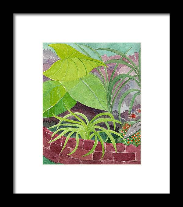 Garden Framed Print featuring the painting Garden Scene 9-21-10 by Fred Jinkins