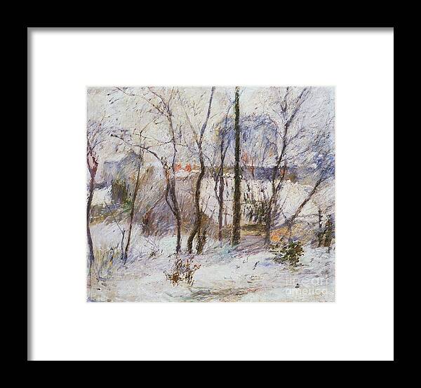 Garden Under Snow Framed Print featuring the painting Garden under Snow by Paul Gauguin