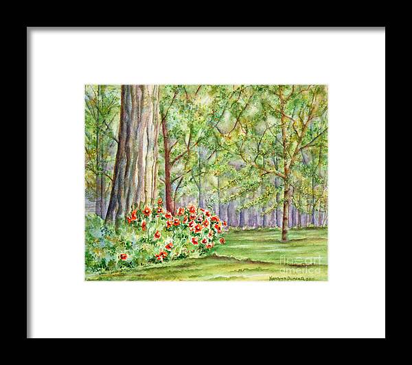 Landscape Framed Print featuring the painting Garden Walk - Poppies by Kathryn Duncan