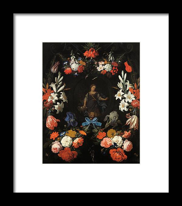 Painting Framed Print featuring the painting Garland of flowers by Mountain Dreams