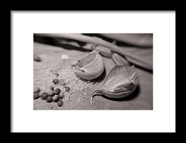 Food Framed Print featuring the photograph Garlic ready. by Elena Perelman