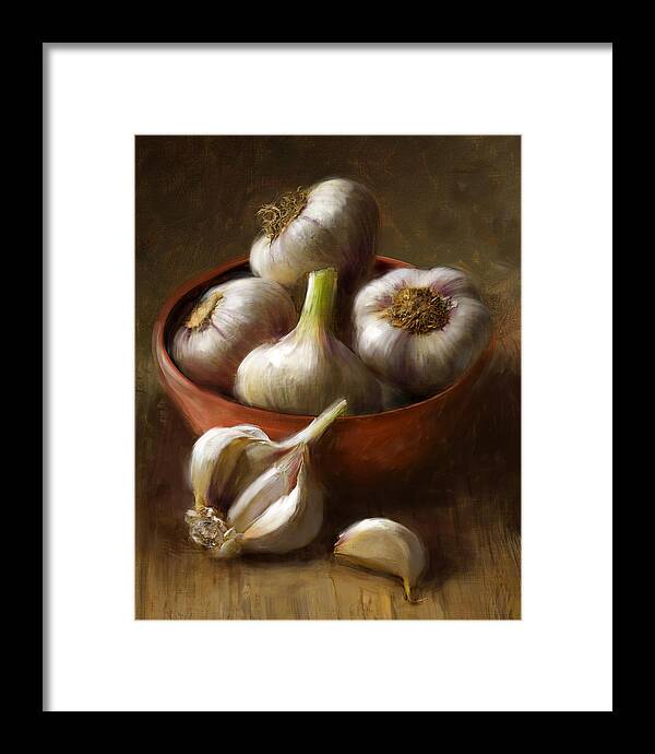 Garlic Framed Print featuring the painting Garlic by Robert Papp