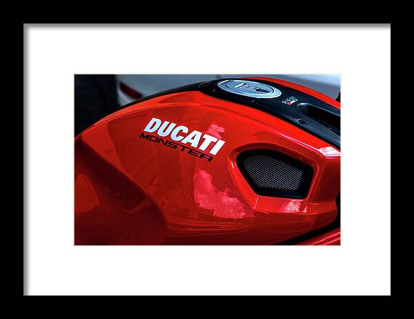Gas Tank Ducati Monster Framed Print featuring the photograph Gas Tank Ducati Monster by Xavier Cardell