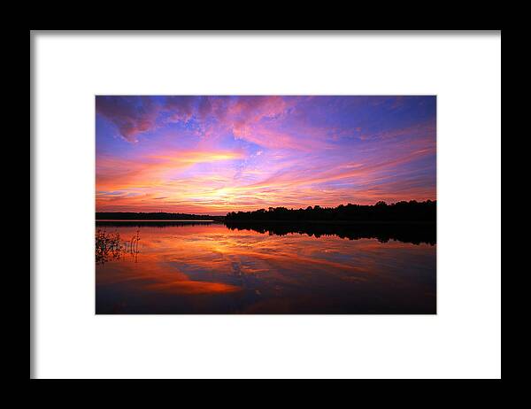 Sunset Landscape Nature Lake Reflection Virginia Sky Framed Print featuring the photograph Gates of Heaven by Mitch Cat